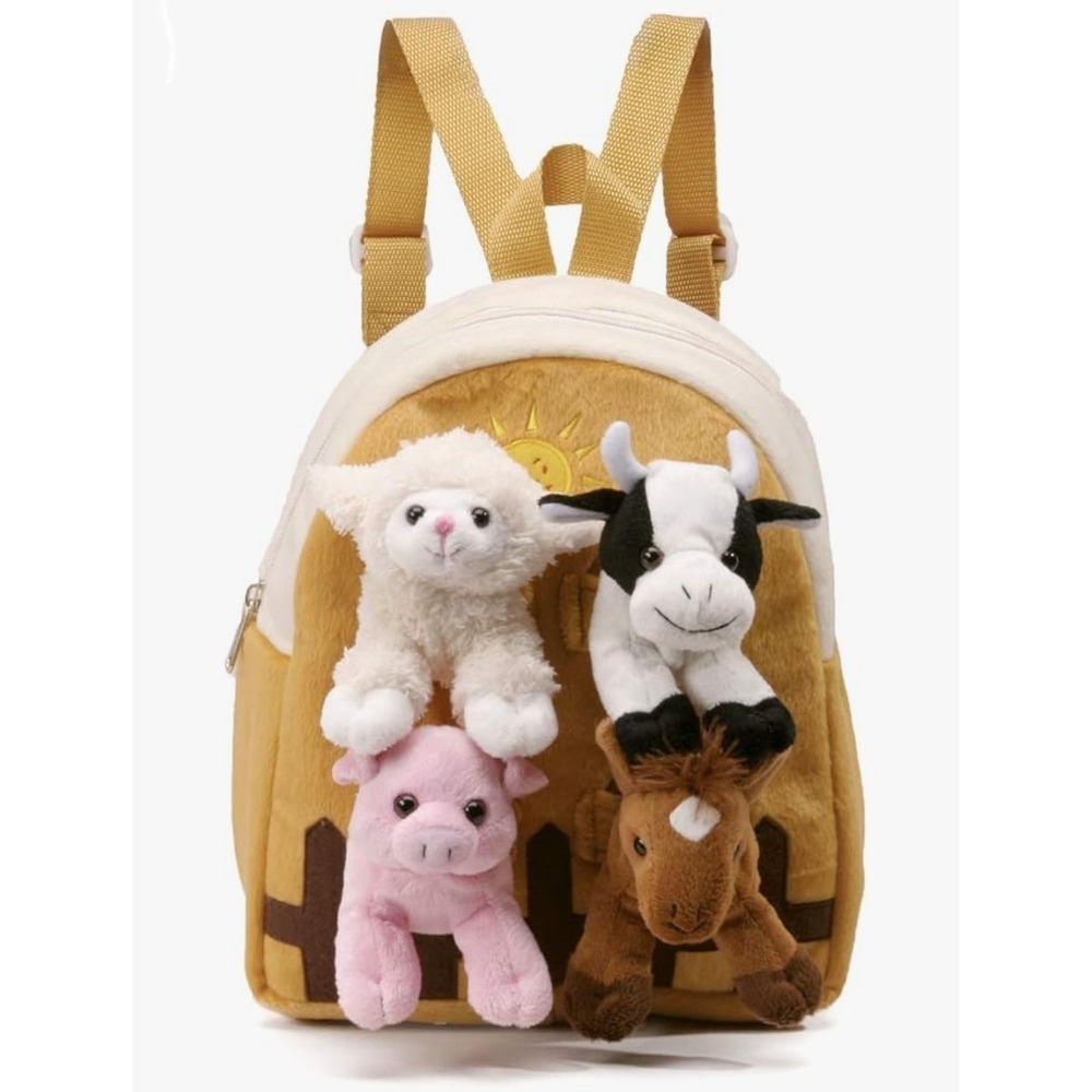 Toddler Plush Farm Animals Backpack Pig Cow Horse Lamb Kids Cute